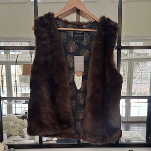 Anthropologie Brown Faux Fur Vest